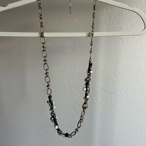 Gold, Navy and Pearl Necklace